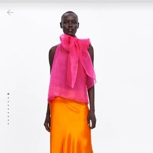 Organza blouse with tie